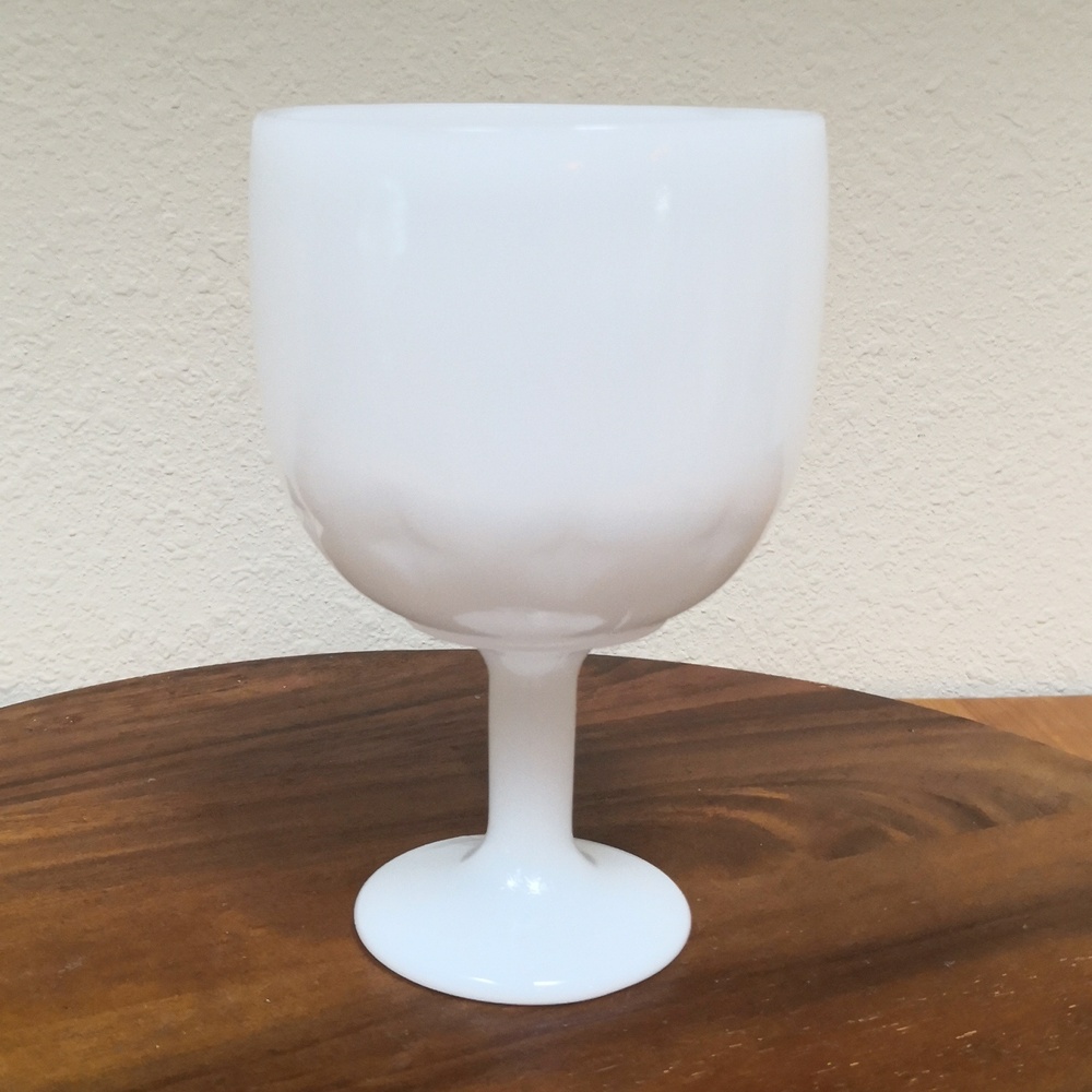 Vintage White Milk Glass Chalice Goblet Loving Cup Vase